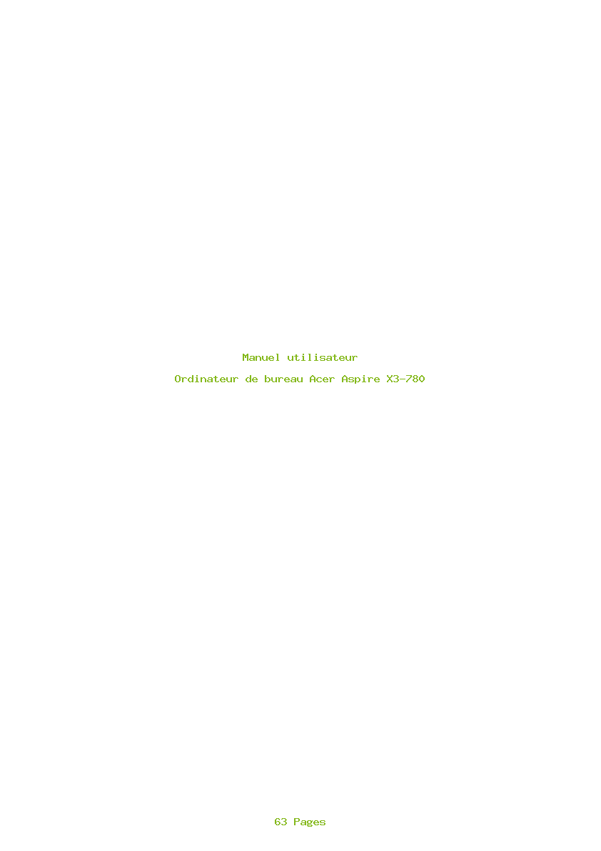 Page 1 de la notice Manuel utilisateur Acer Aspire X3-780