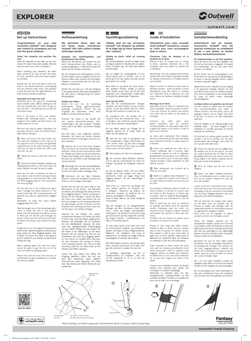 Page 1 de la notice Manuel utilisateur Outwell Fantasy Explorer