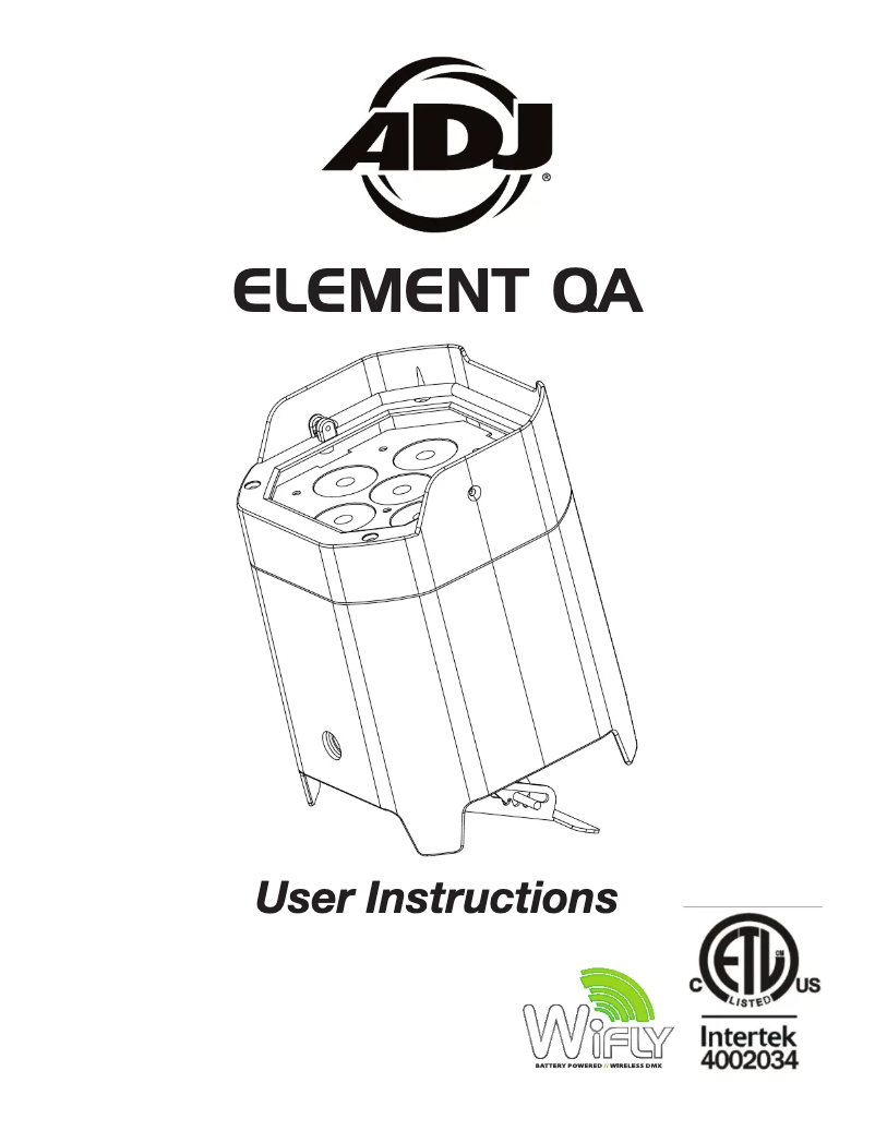 Page 1 de la notice Manuel utilisateur Adj ELEMENT QA