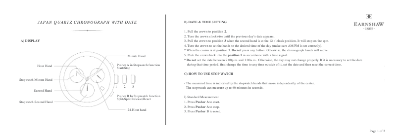 Page 1 de la notice Manuel utilisateur Earnshaw Beaufort ES-8051-03