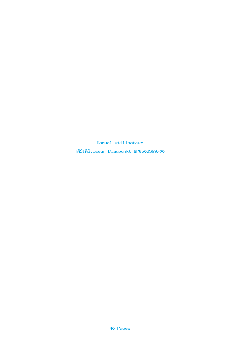 Page 1 de la notice Manuel utilisateur Blaupunkt BP650USG9700