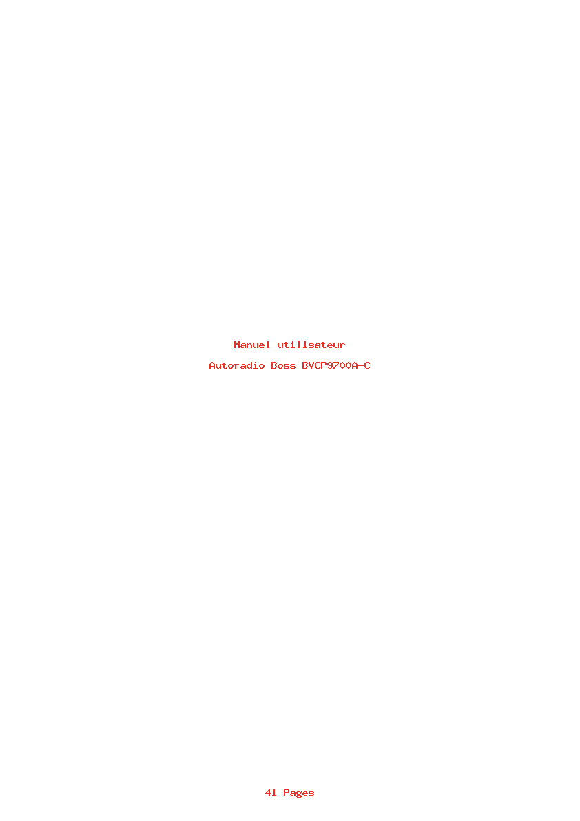 Page 1 de la notice Manuel utilisateur Boss BVCP9700A-C