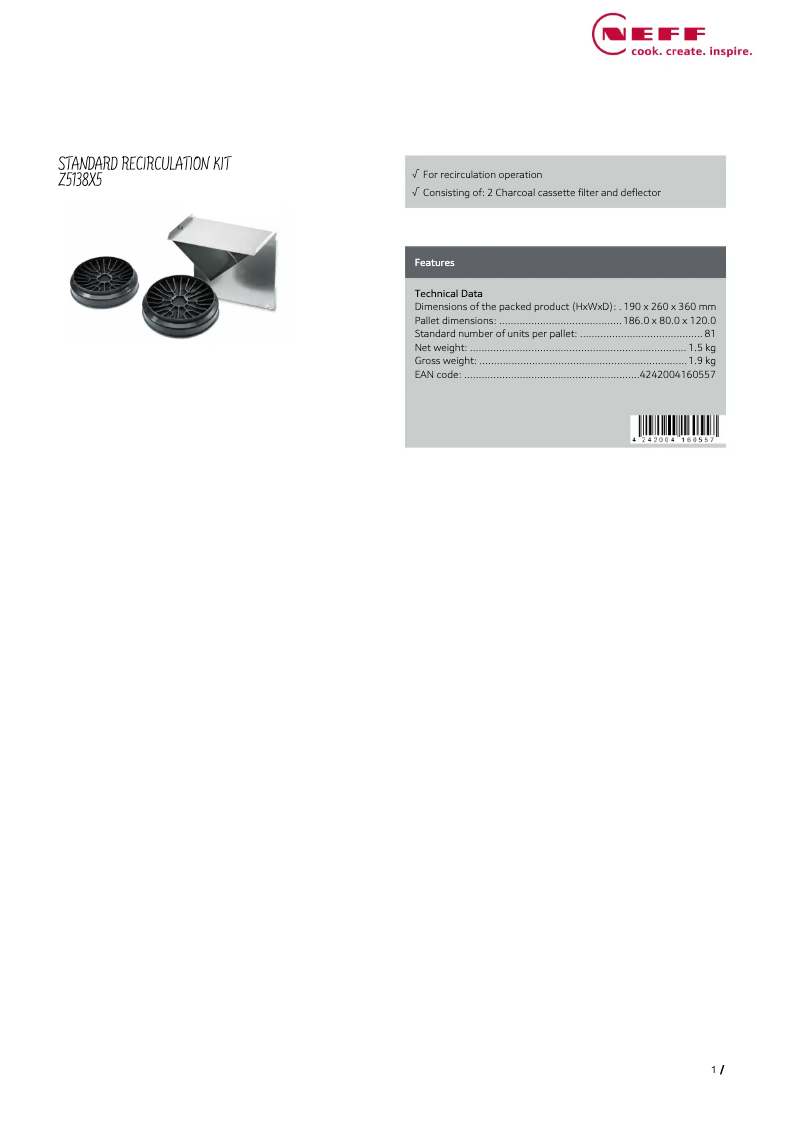 Page 1 de la notice Manuel utilisateur Neff Z5138X5