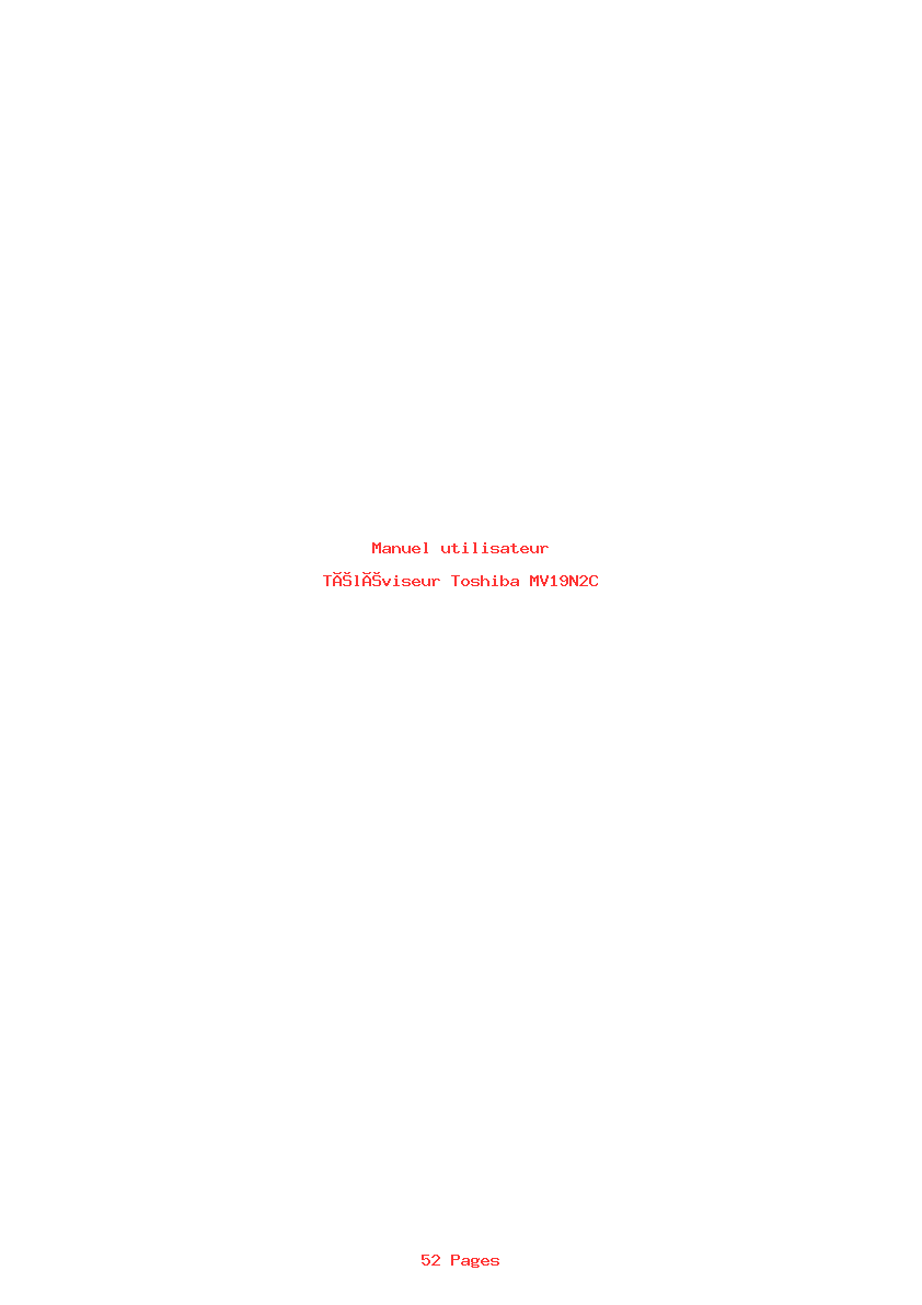 Page 1 de la notice Manuel utilisateur Toshiba MV19N2C