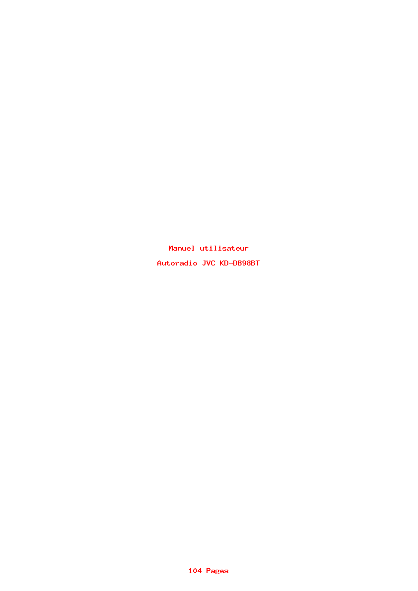 Page 1 de la notice Manuel utilisateur JVC KD-DB98BT