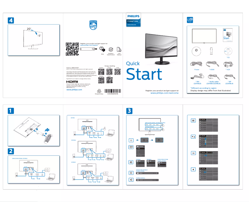 Page n°1 - Guide de démarrage rapide Philips 221V8A
