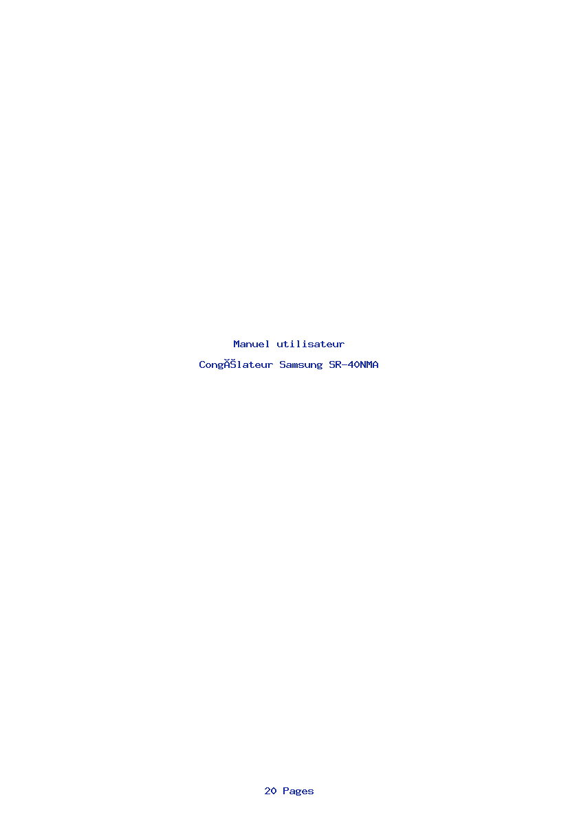 Page 1 de la notice Manuel utilisateur Samsung SR-40NMA