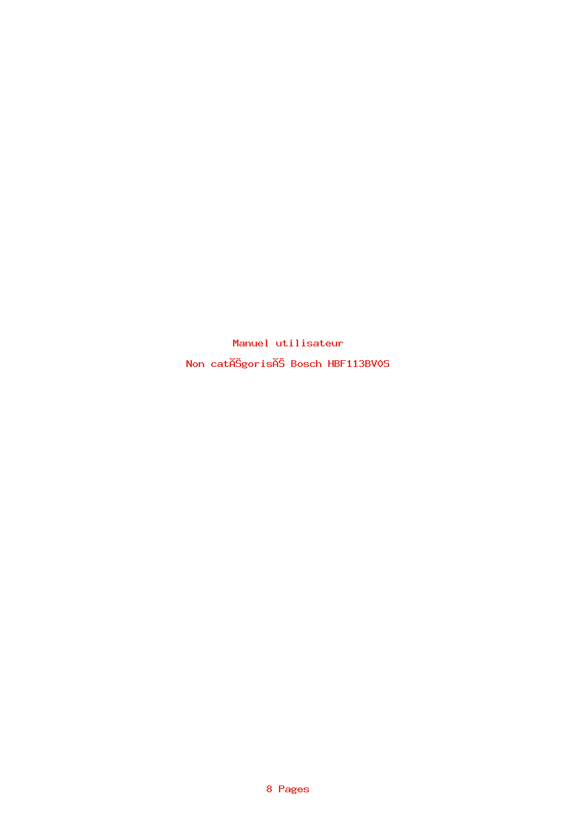 Page 1 de la notice Manuel utilisateur Bosch HBF113BV0S