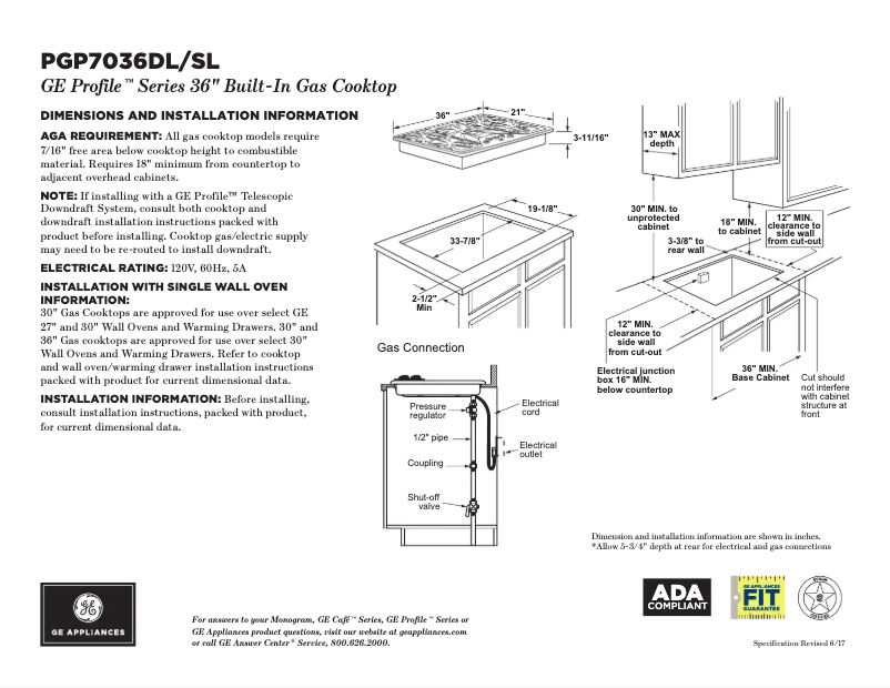 Página 1 del manual Ficha técnica GE Profile PGP7036DLBB