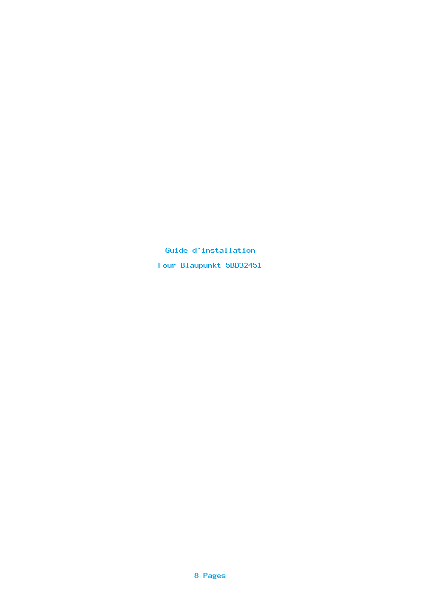 Page 1 de la notice Guide d'installation Blaupunkt 5BD32451