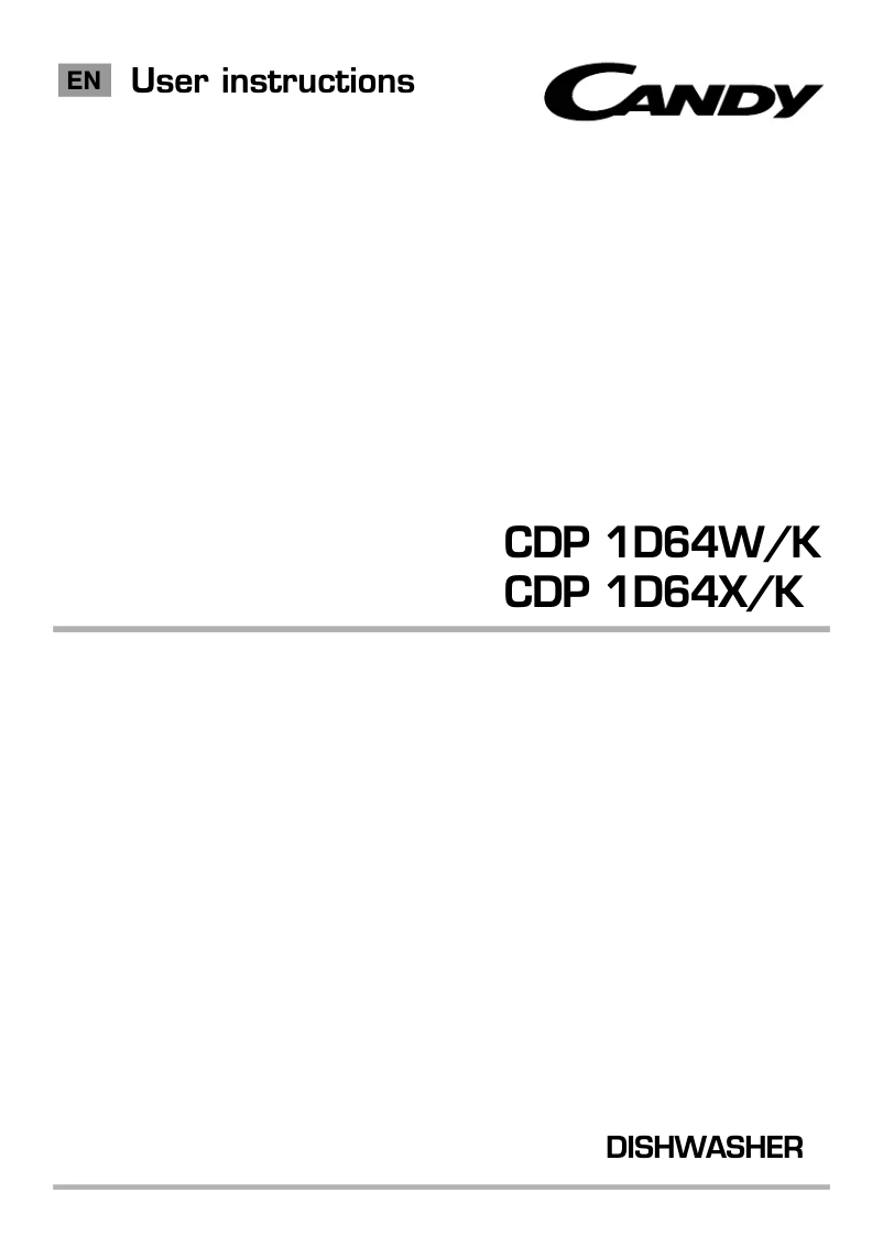 Page 1 of the manual User Manual Candy CDP 1D64W/K