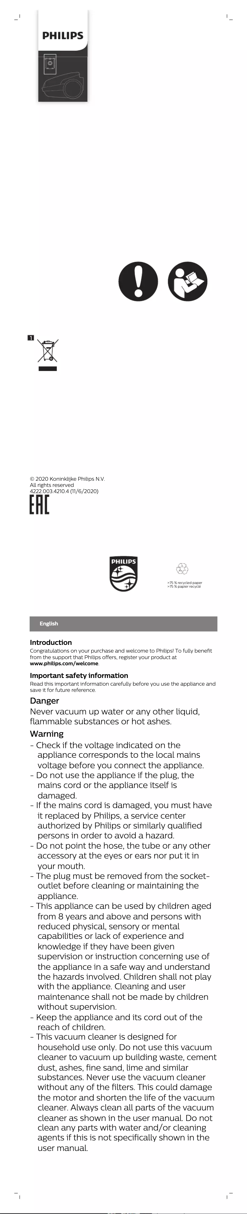 Página 1 del manual Manual de usuario Philips Performer Compact FC8383