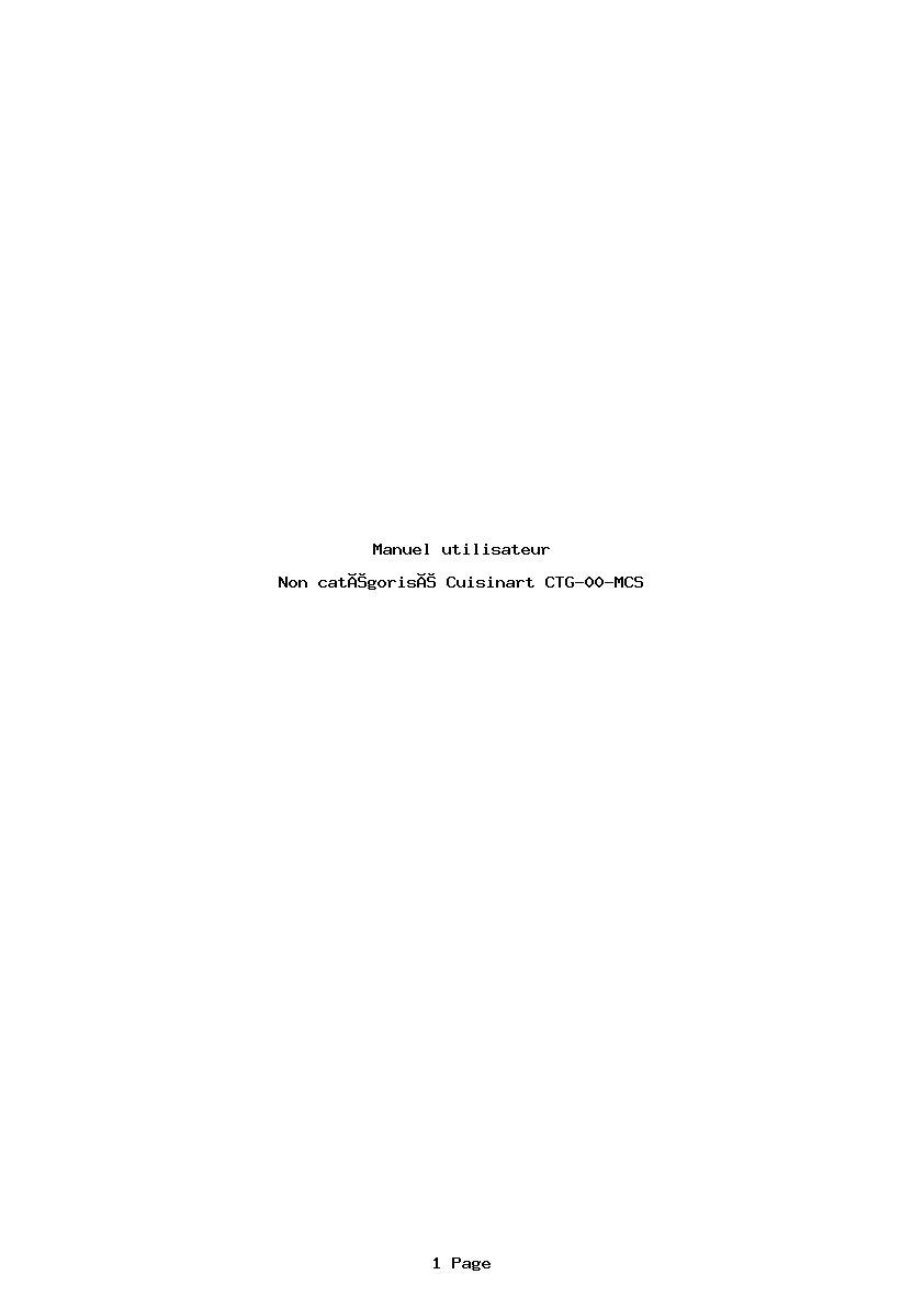 Page 1 de la notice Manuel utilisateur Cuisinart CTG-00-MCS