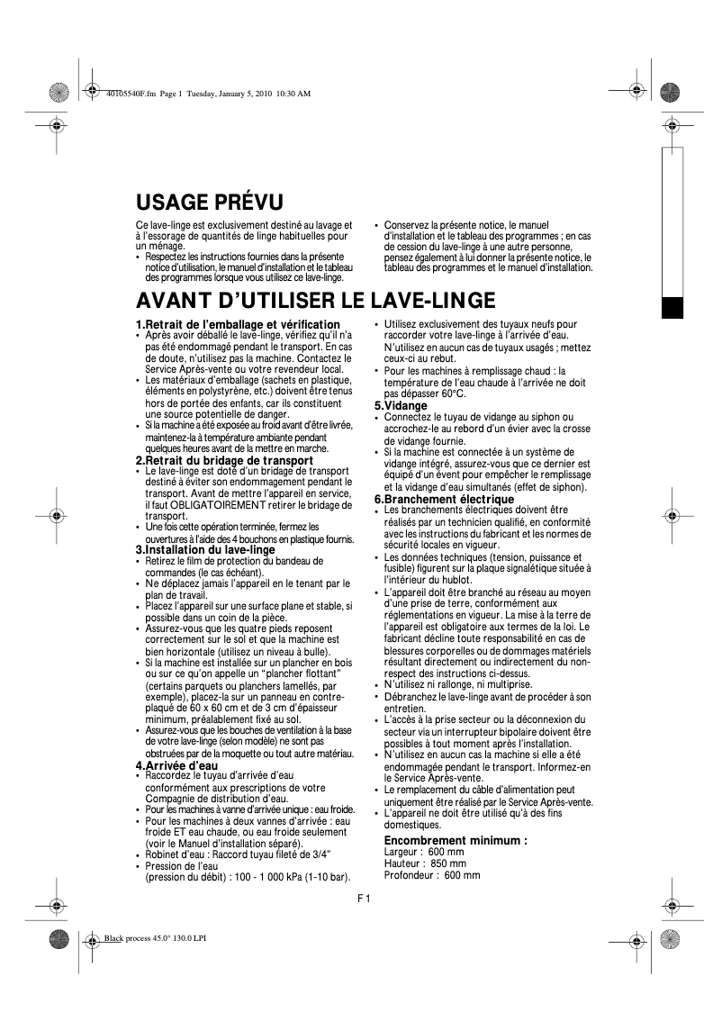 Page 1 of the manual User Manual Bauknecht Excellence 4470