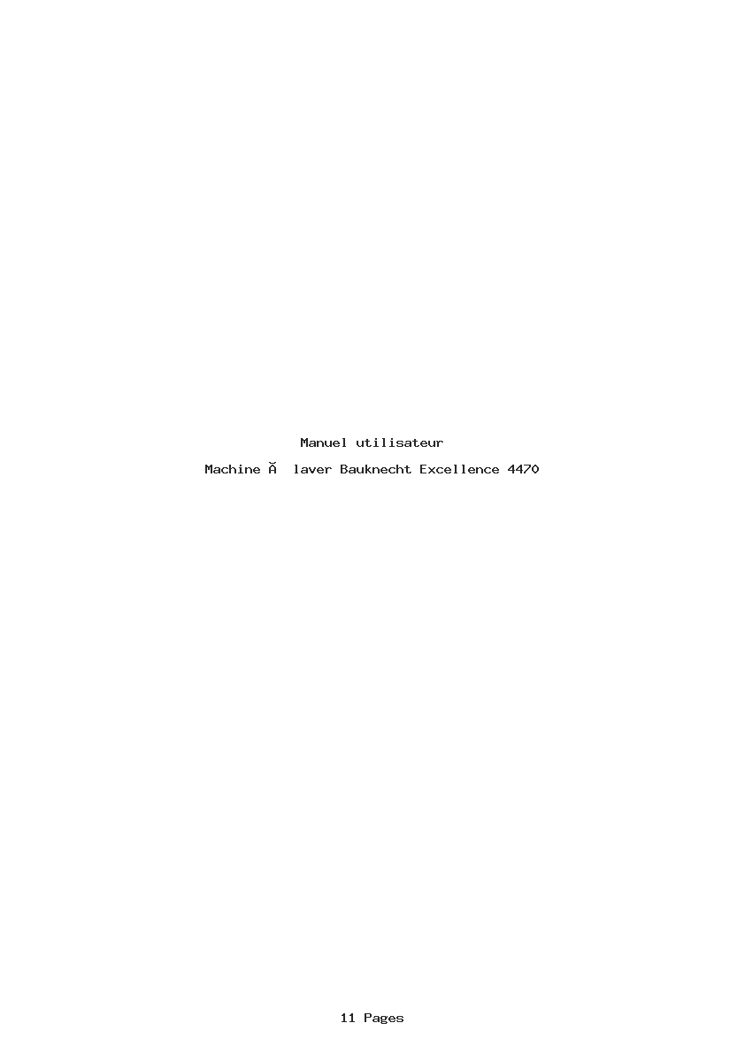 Page 1 de la notice Manuel utilisateur Bauknecht Excellence 4470