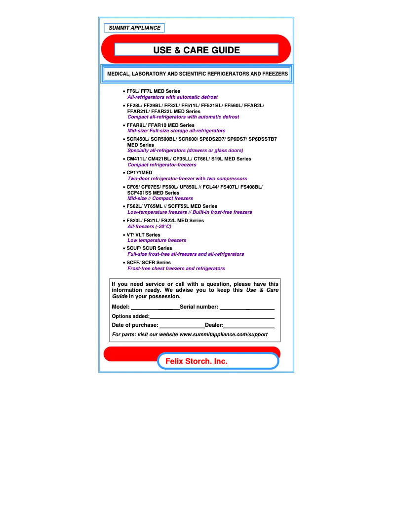 Page 1 de la notice Manuel utilisateur Summit Accucold VT65MLMEDADA