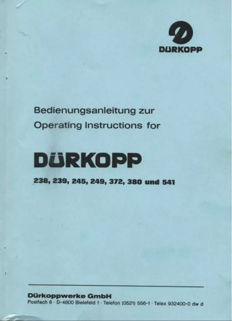 Página 1 del manual Manual de usuario Dürkopp Adler 239