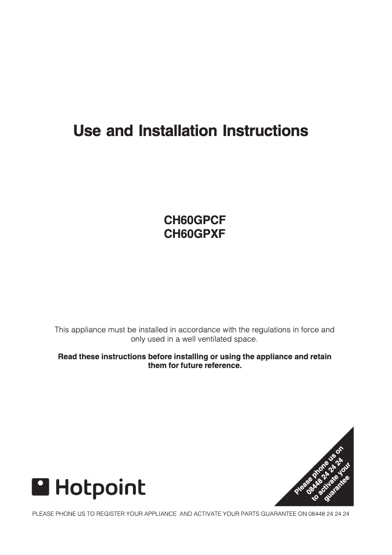 Page 1 de la notice Manuel utilisateur Hotpoint CH60GPXF
