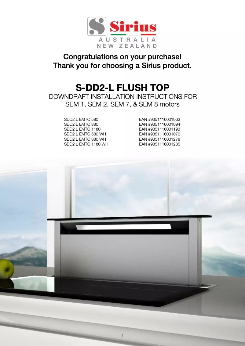 Page 1 de la notice Manuel utilisateur Sirius SDD2 L EMTC 1180