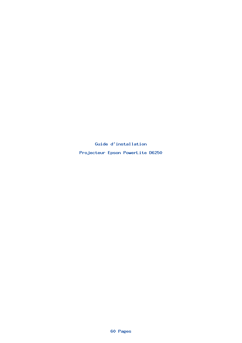 Page 1 de la notice Guide d'installation Epson PowerLite D6250
