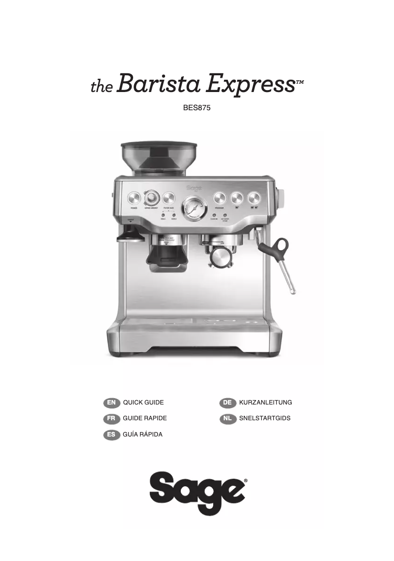 Page 1 de la notice Manuel utilisateur Sage the Barista Express BES875