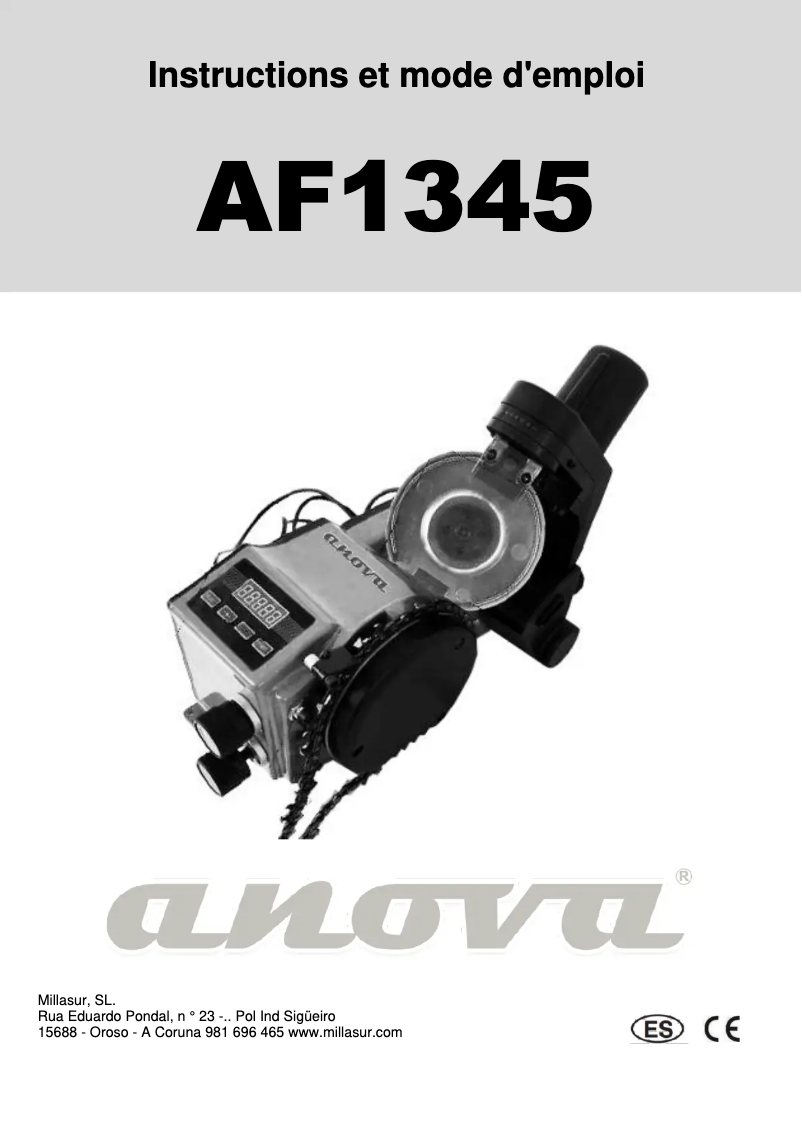 Page 1 de la notice Manuel utilisateur Anova AF1345