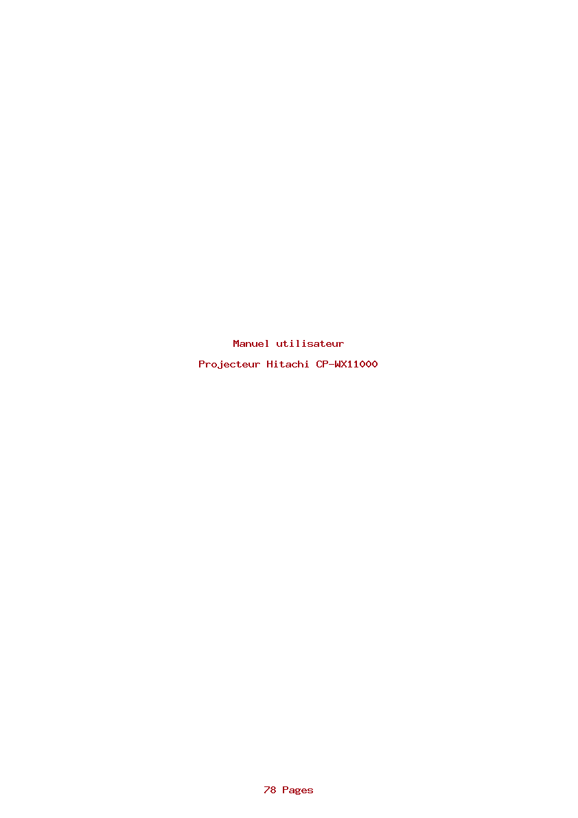 Page 1 de la notice Manuel utilisateur Hitachi CP-WX11000