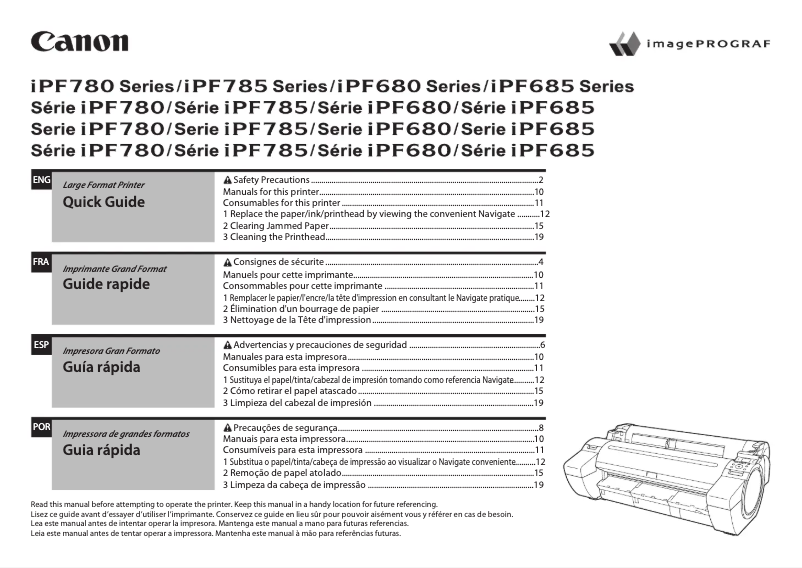 Página 1 del manual Manual de usuario Canon imagePROGRAF iPF685