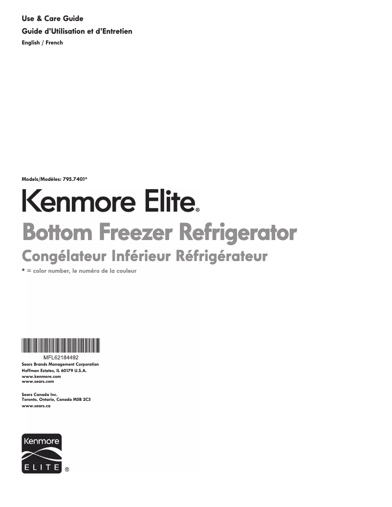 Page 1 de la notice Manuel utilisateur Kenmore 795.74013