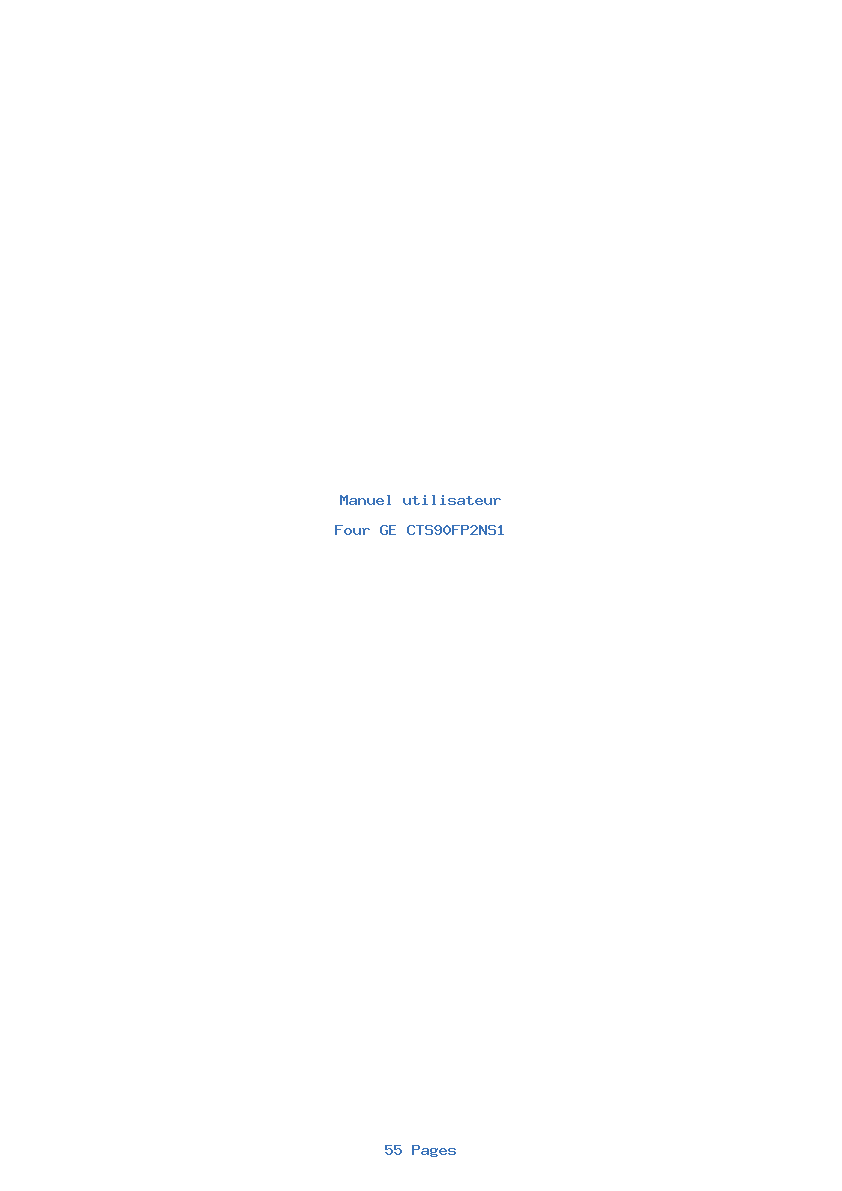 Page 1 de la notice Manuel utilisateur GE CTS90FP2NS1