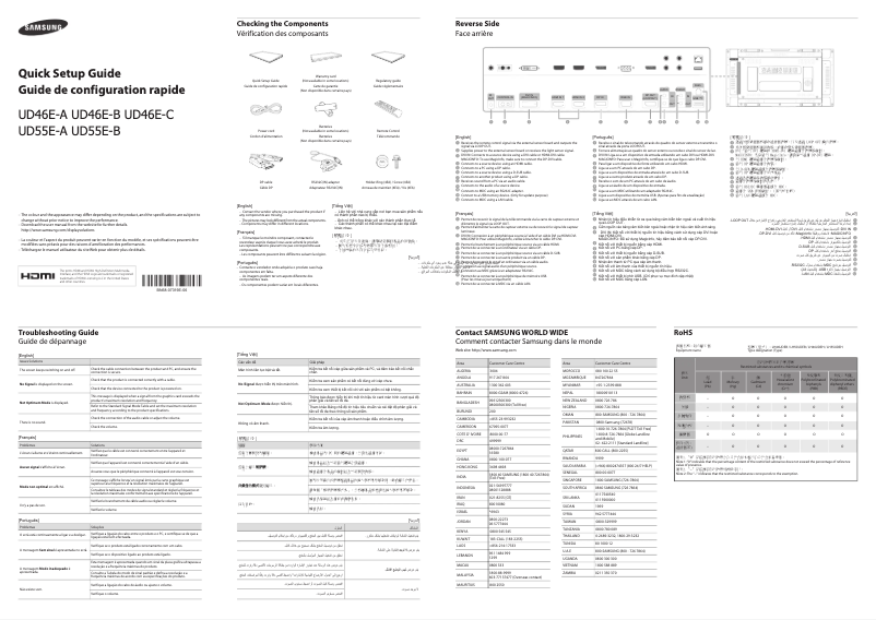 Page 1 de la notice Guide d'installation Samsung UD55E-A