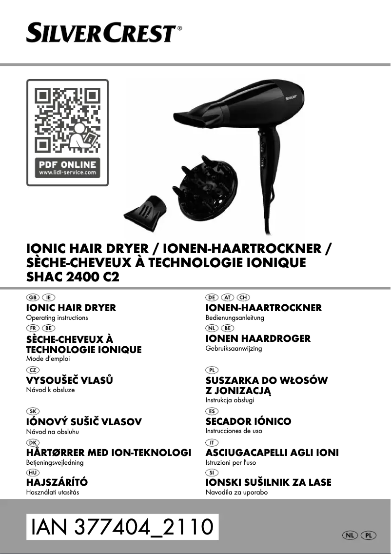 Page 1 of the manual User Manual SilverCrest SHAC 2400 C2