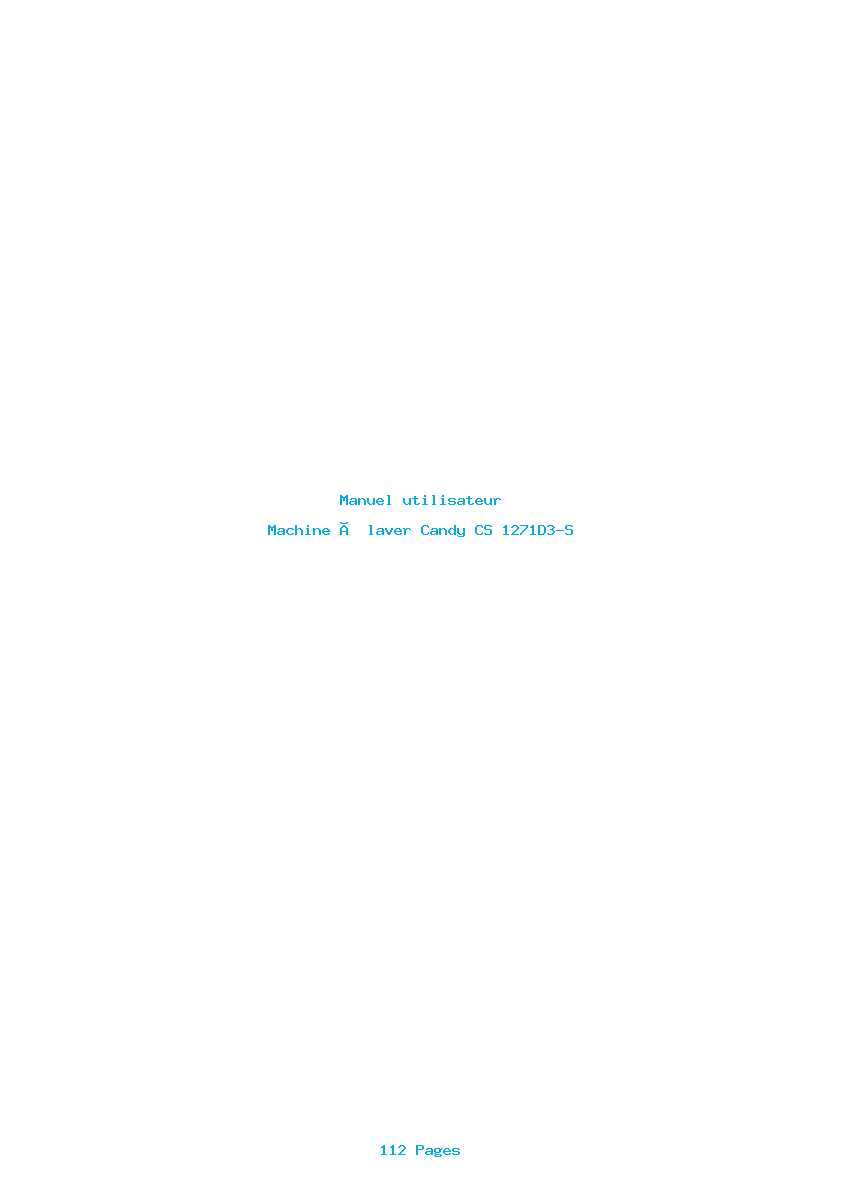 Page 1 de la notice Manuel utilisateur Candy CS 1271D3-S