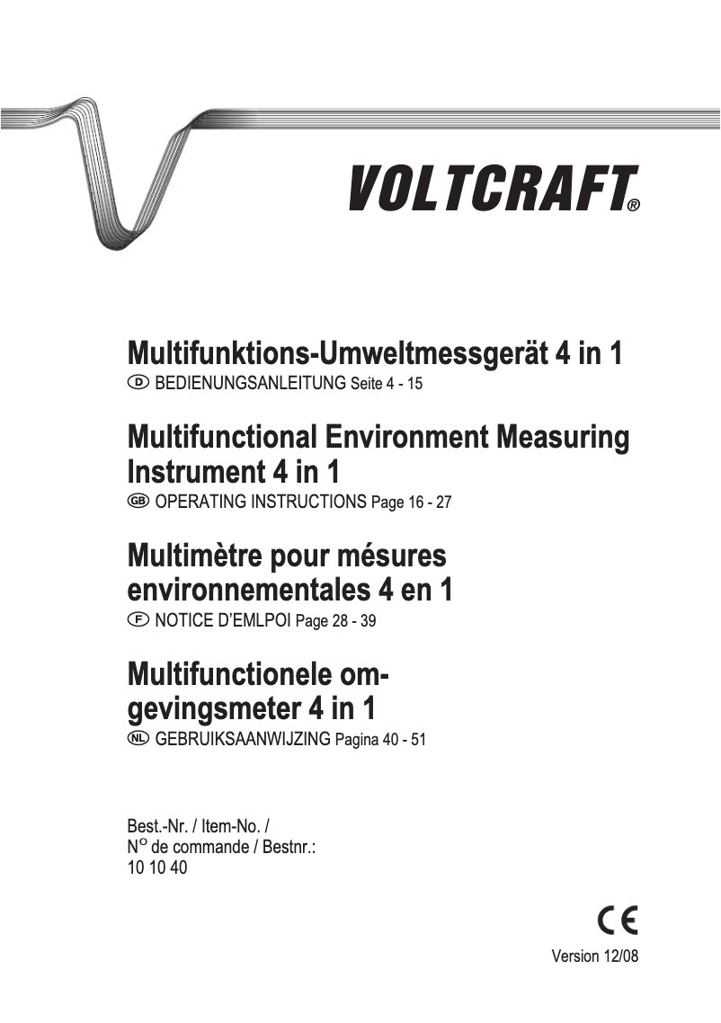 Page 1 de la notice Manuel utilisateur Voltcraft DT 8820