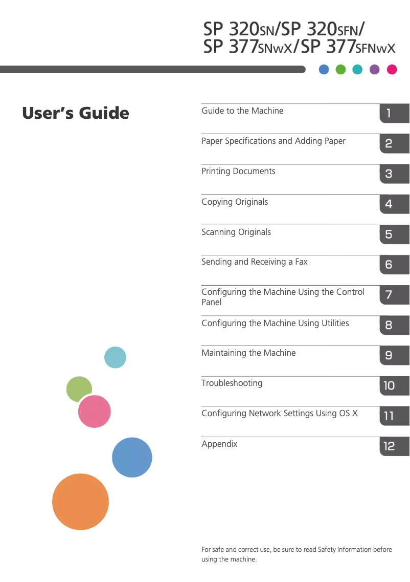 Page 1 de la notice Manuel utilisateur Ricoh SP 377SFNWX