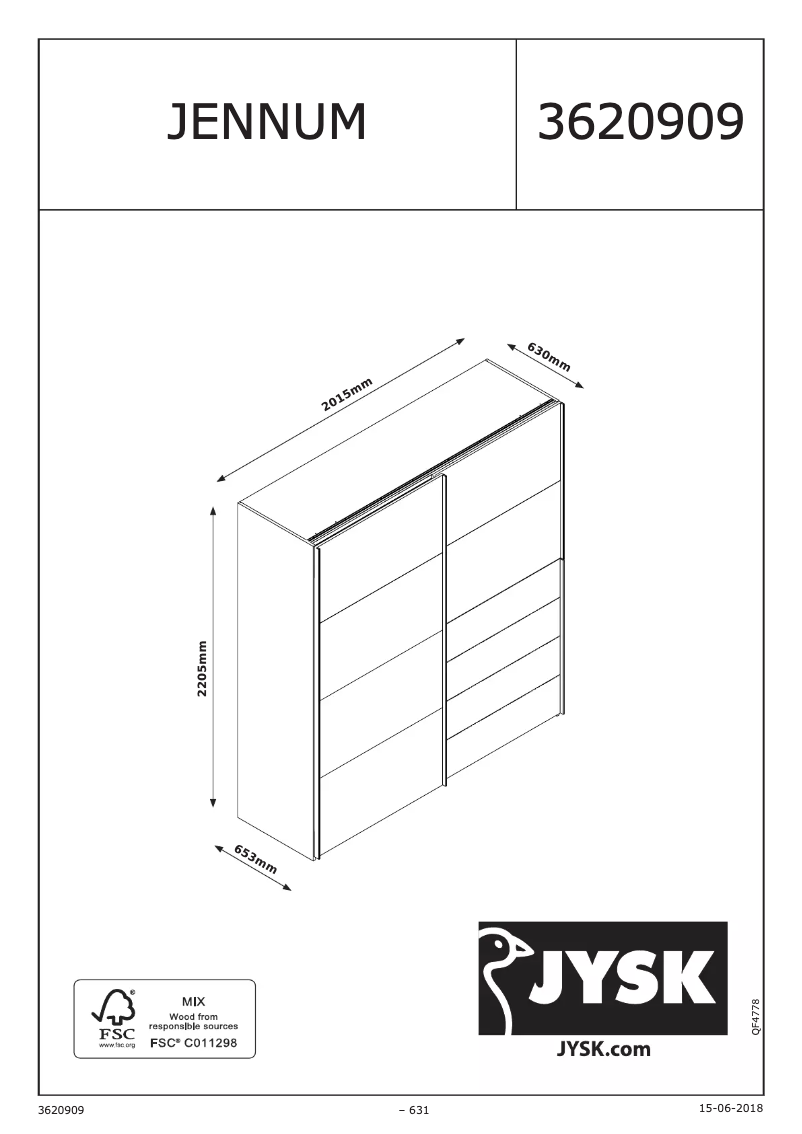 Page 1 de la notice Manuel utilisateur JYSK Jennum