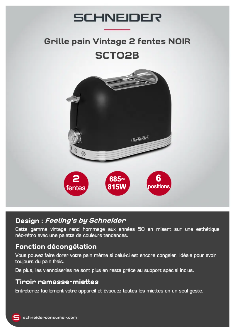 Page 1 de la notice Fiche technique Schneider SCTO2B