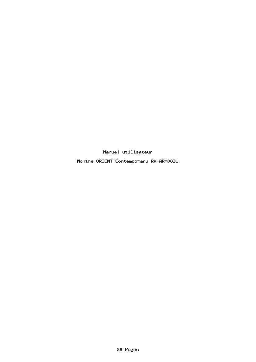 Page 1 de la notice Manuel utilisateur ORIENT Contemporary RA-AR0003L