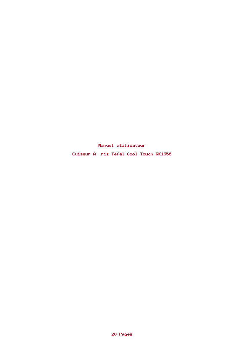 Page 1 de la notice Manuel utilisateur Tefal Cool Touch RK1558