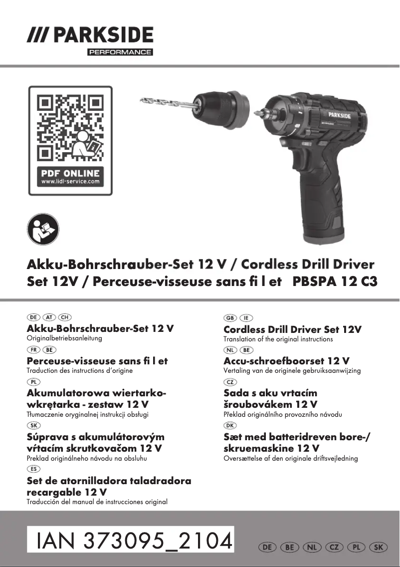 Page 1 de la notice Manuel utilisateur Parkside PBSPA 12 C3