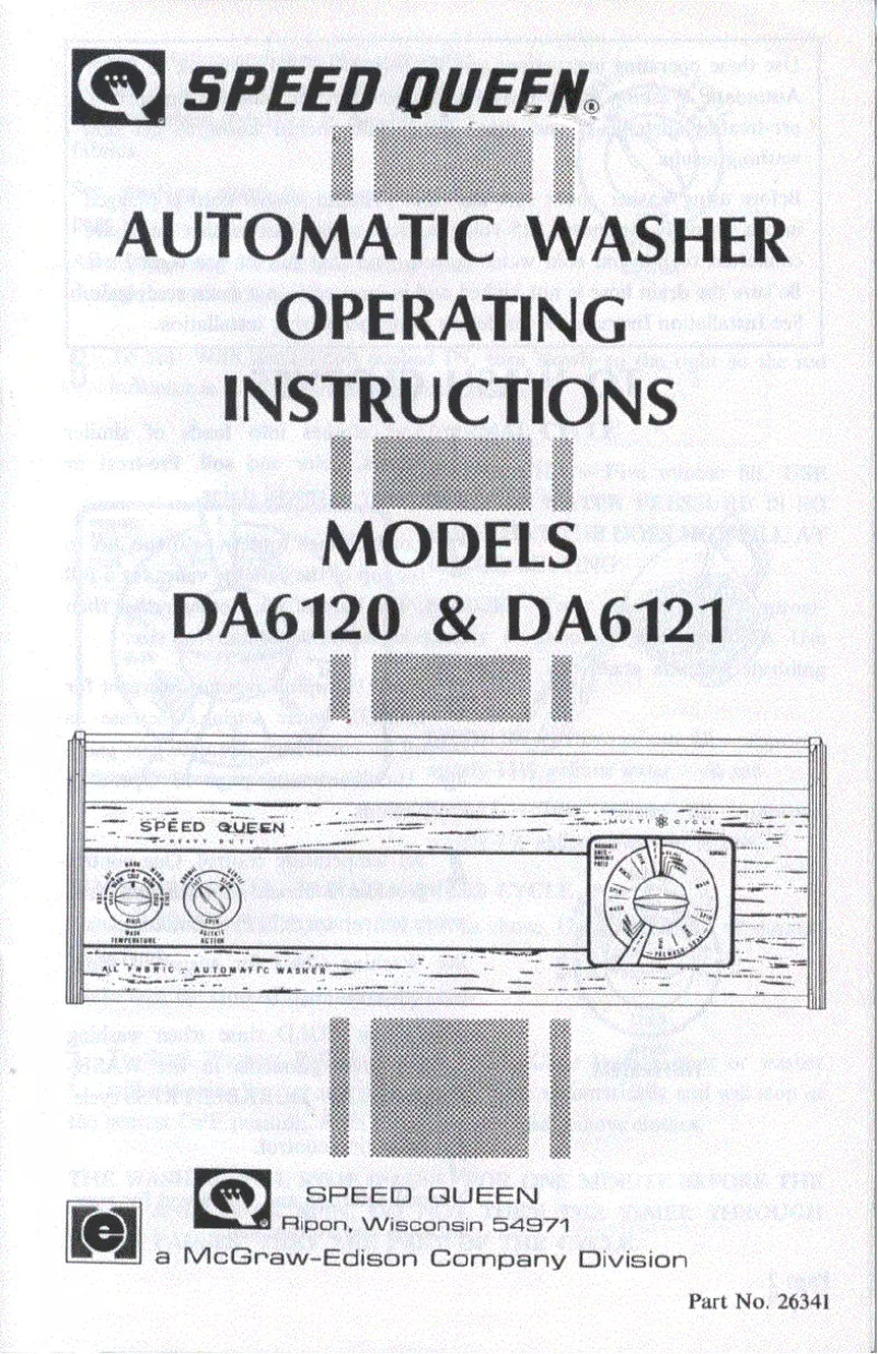 Página 1 del manual Manual de usuario Speed Queen DA6121
