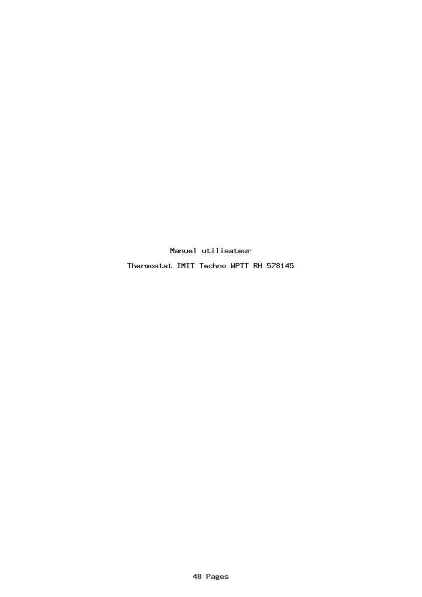 Page 1 de la notice Manuel utilisateur IMIT Techno WPTT RH 578145