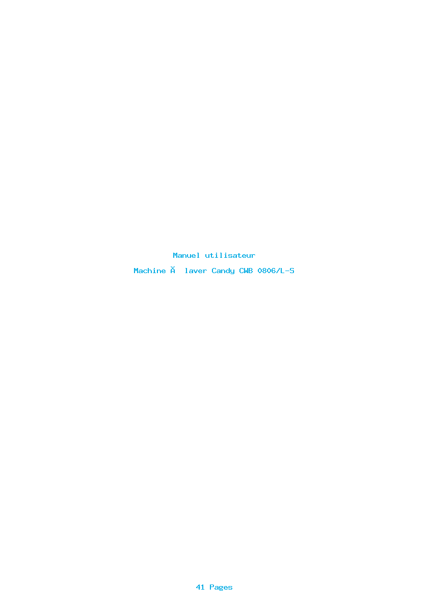 Page 1 de la notice Manuel utilisateur Candy CWB 0806/L-S