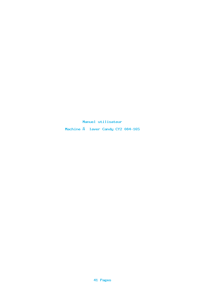 Page 1 de la notice Manuel utilisateur Candy CY2 084-16S
