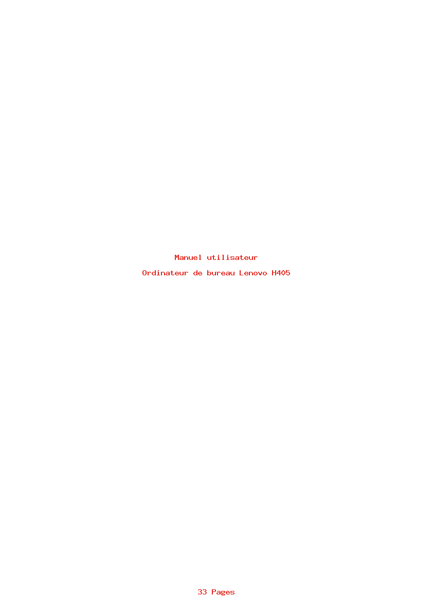 Page 1 de la notice Manuel utilisateur Lenovo H405