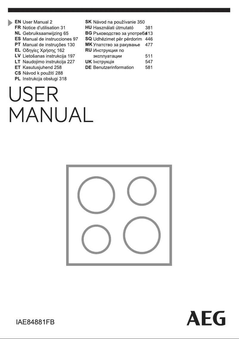 Page 1 de la notice Manuel utilisateur AEG SVI84881FB