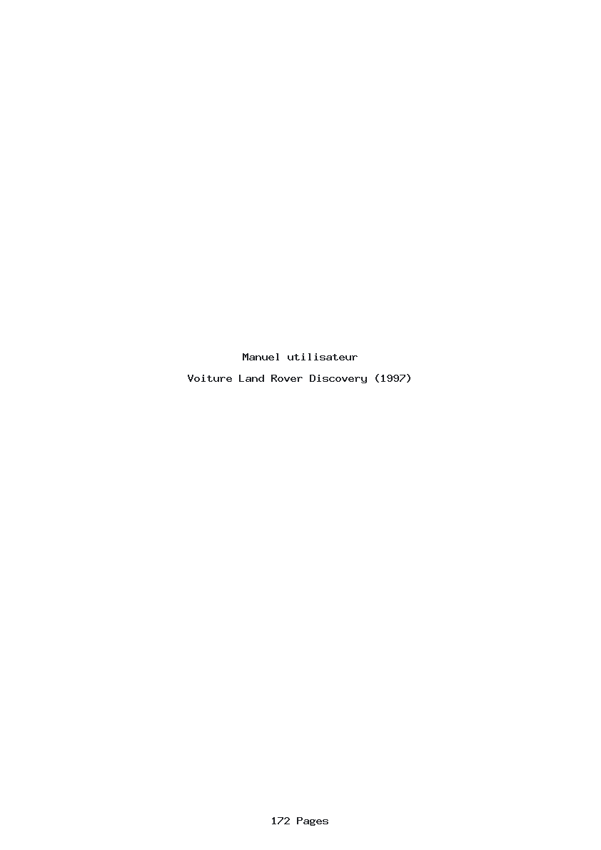 Page 1 de la notice Manuel utilisateur Land Rover Discovery (1997)
