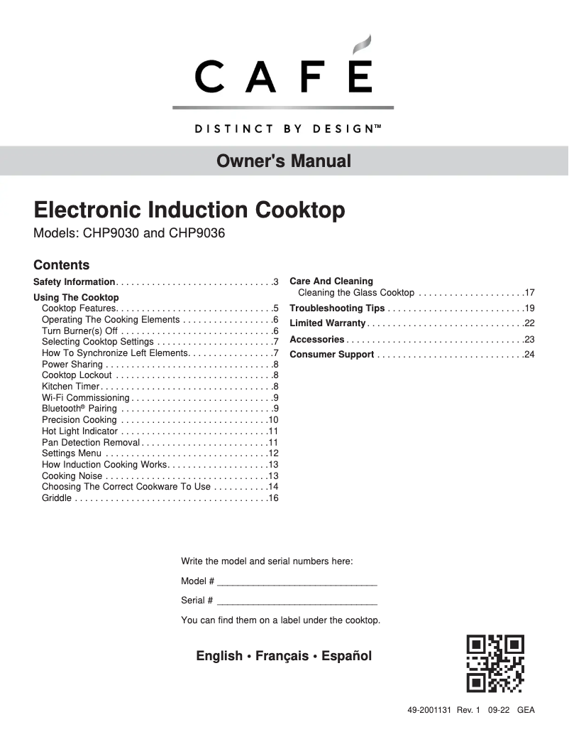 Page 1 de la notice Manuel utilisateur Café CHP90301TBB