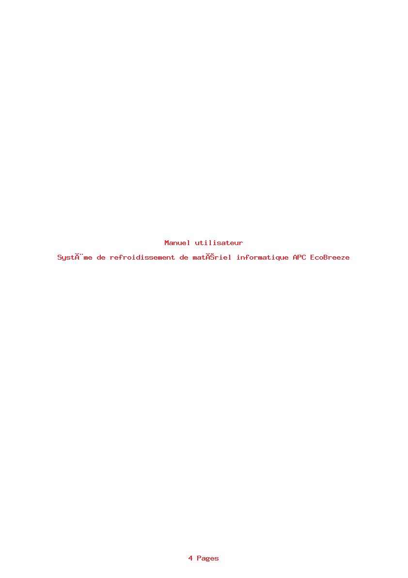 Page 1 de la notice Manuel utilisateur APC EcoBreeze
