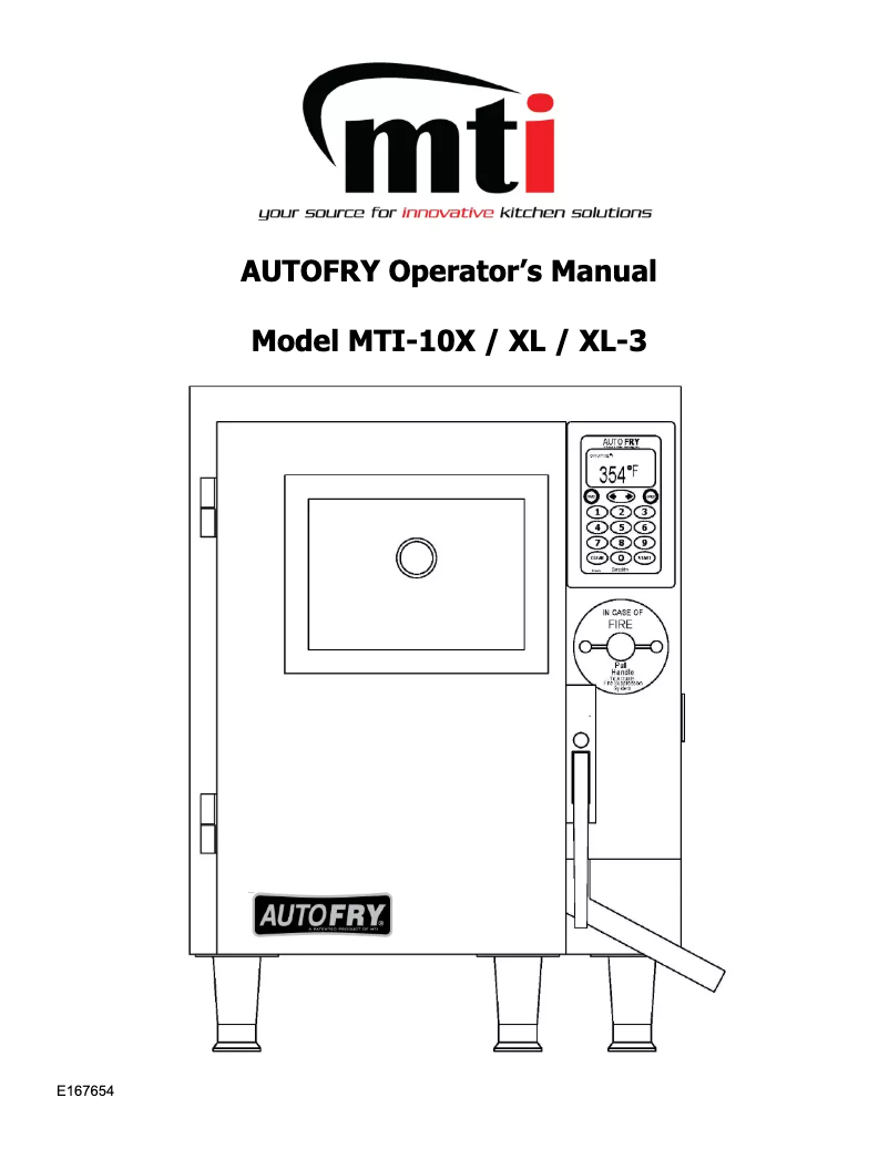 Page 1 de la notice Manuel utilisateur AutoFry MTI-10XL